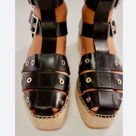 LAST TWO! new FREE PEOPLE Gable Leather Gladiator Espadrille Sandals (251) - Picture 5 of 7